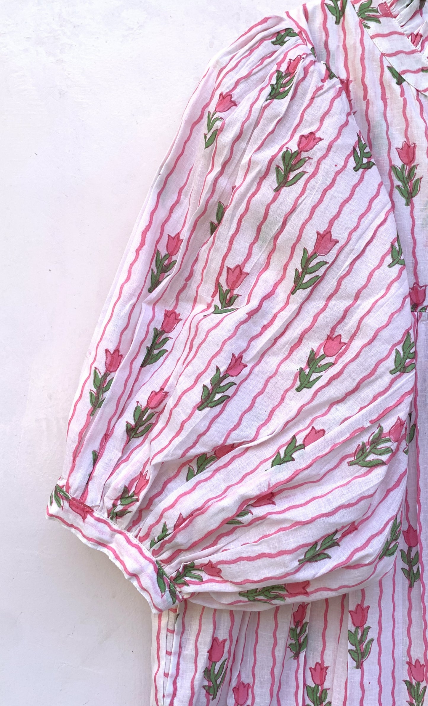 striped tulip floral block printed maxi dress