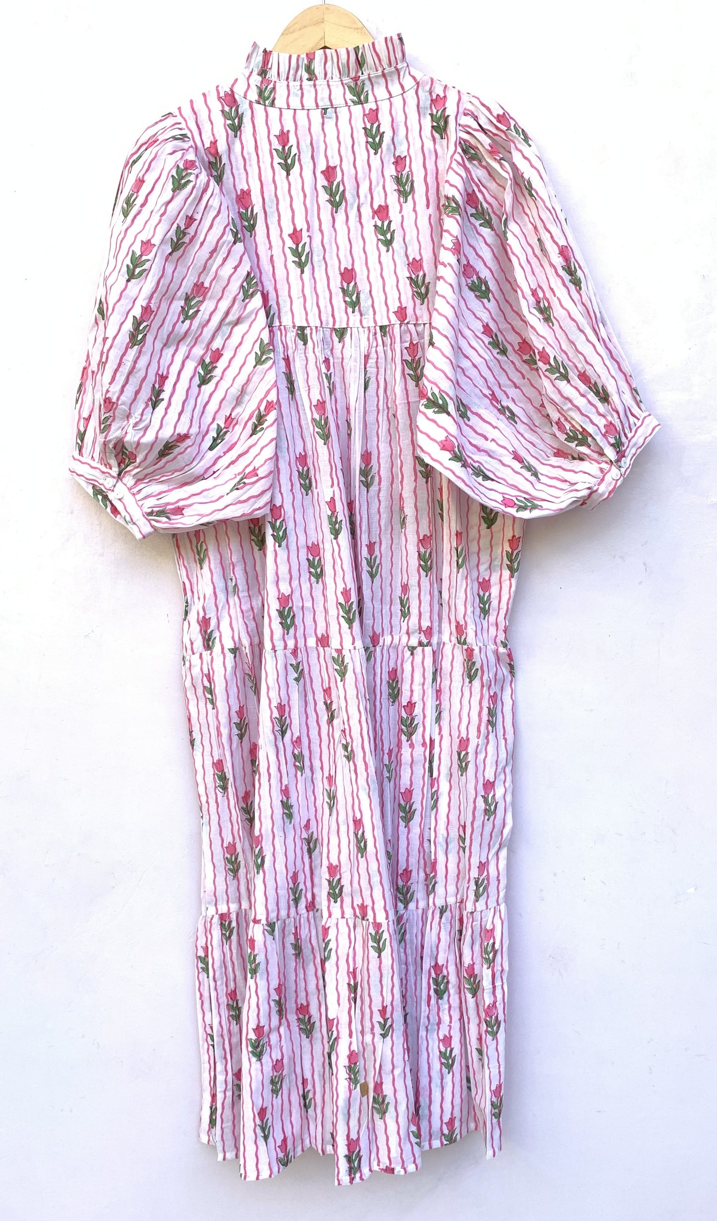 striped tulip floral block printed maxi dress