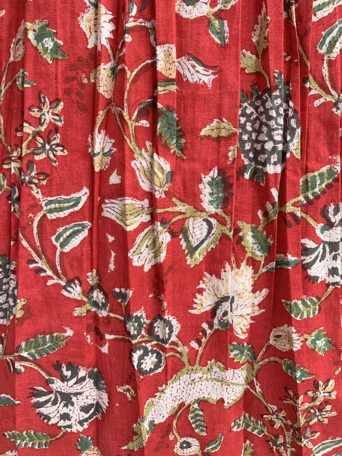 Rust Red Floral Cotton Pajama Set for Women, Smocked Square Neck Puff Sleeve Top with Matching Shorts