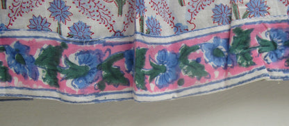 Cream Blue Floral Hand Block Print Cotton Maxi Dress – Puff Sleeve Tiered Summer Dress