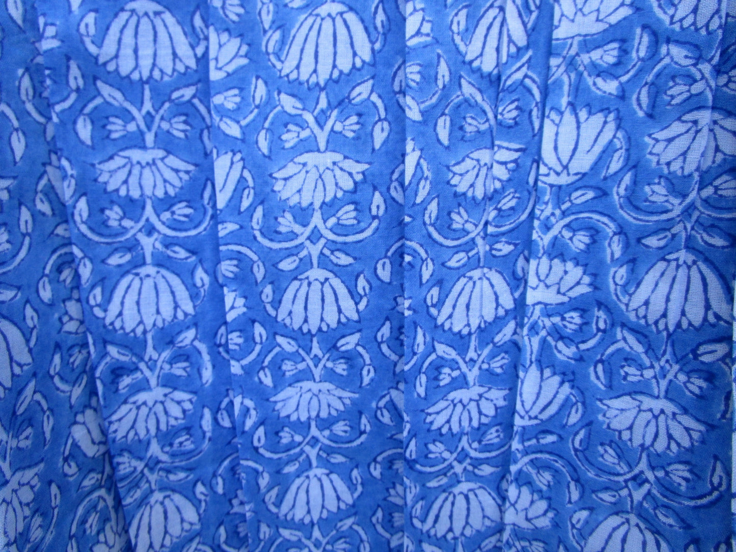 beautiful blue lotus print womens blouse with tassels