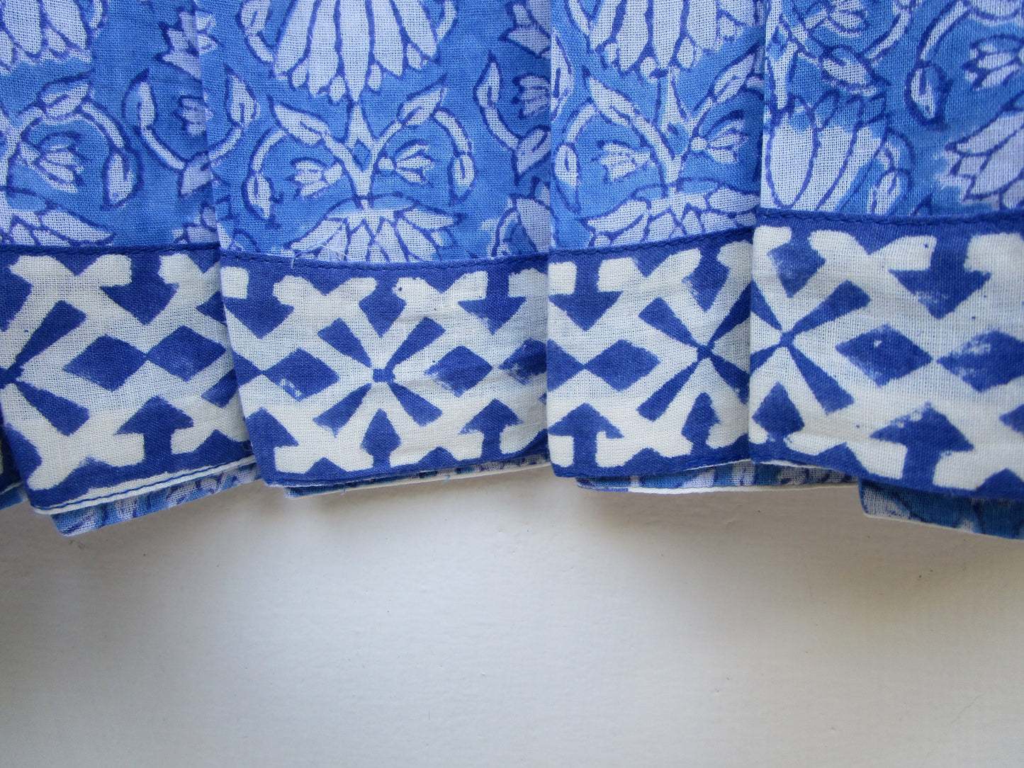 beautiful blue lotus print womens blouse with tassels