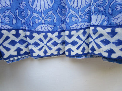 beautiful blue lotus print womens blouse with tassels