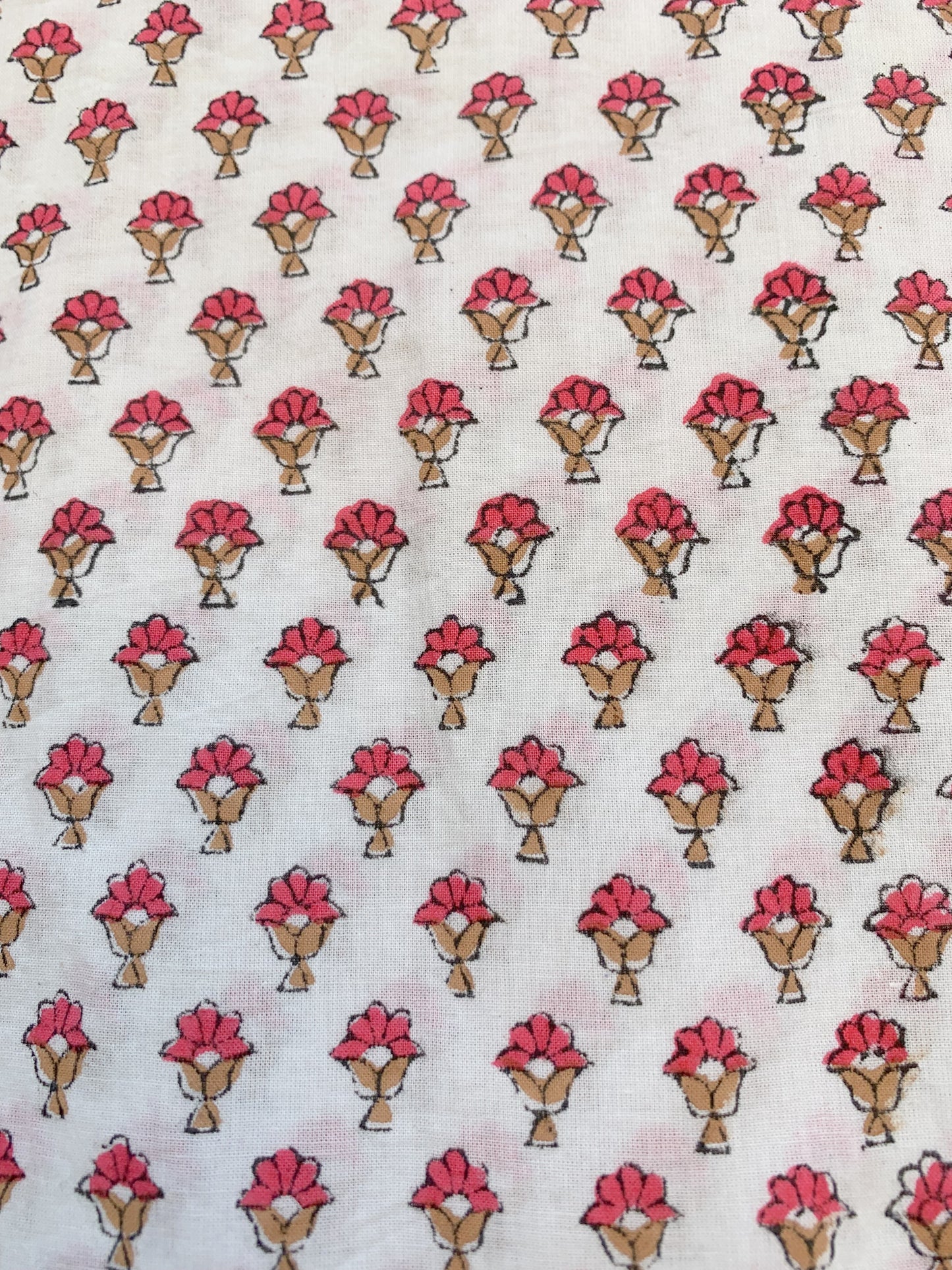 White Red Floral Hand Block Printed Cotton Midi Dress – Boho Indian Tiered Dress