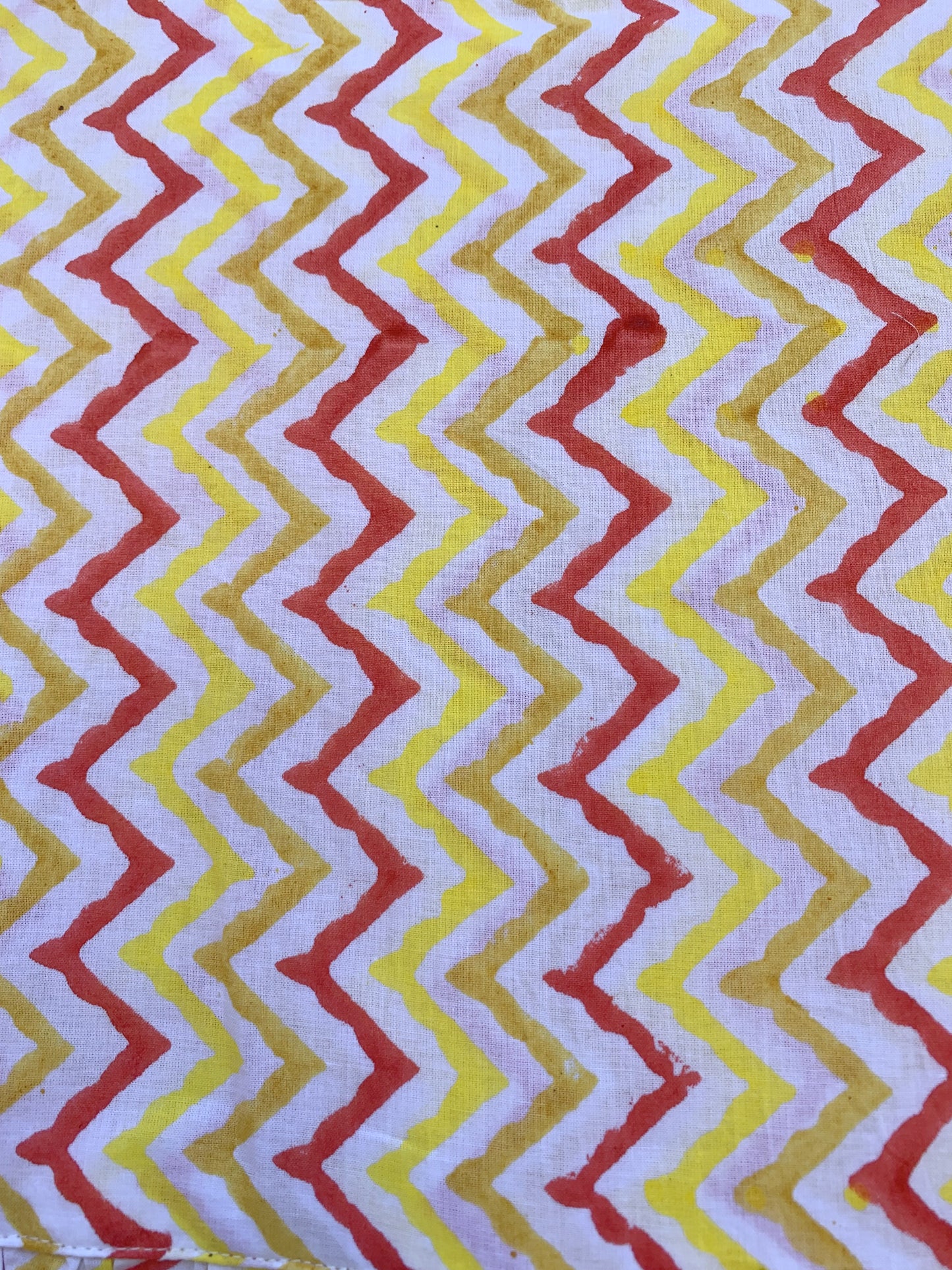 Yellow Zigzag Hand Block Printed Cotton Midi Dress – Puff Sleeve Boho Indian Dress