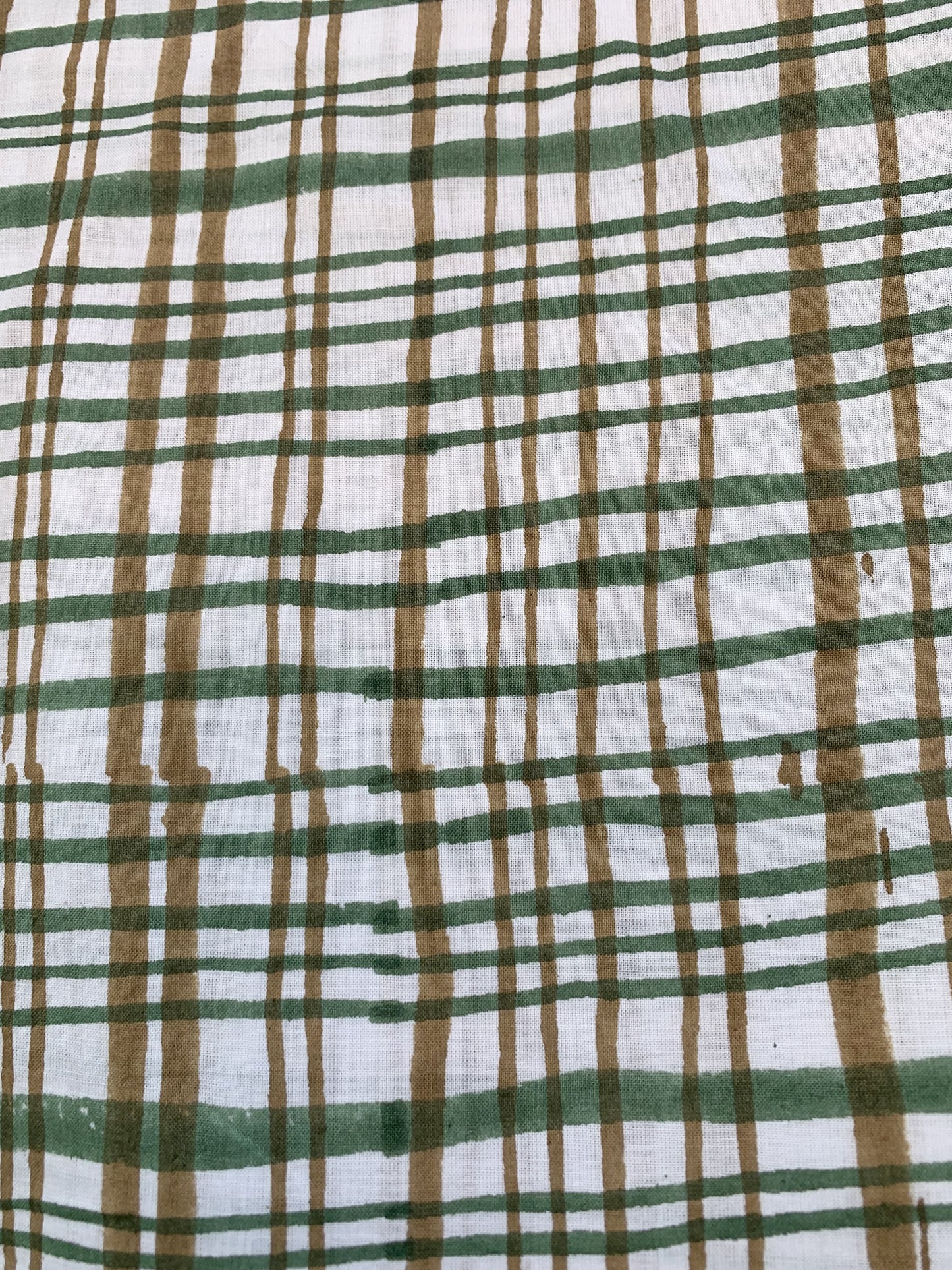 Sage Green Floral Check Hand Block Printed Cotton Mini Dress – Puff Sleeve Boho Indian Dress