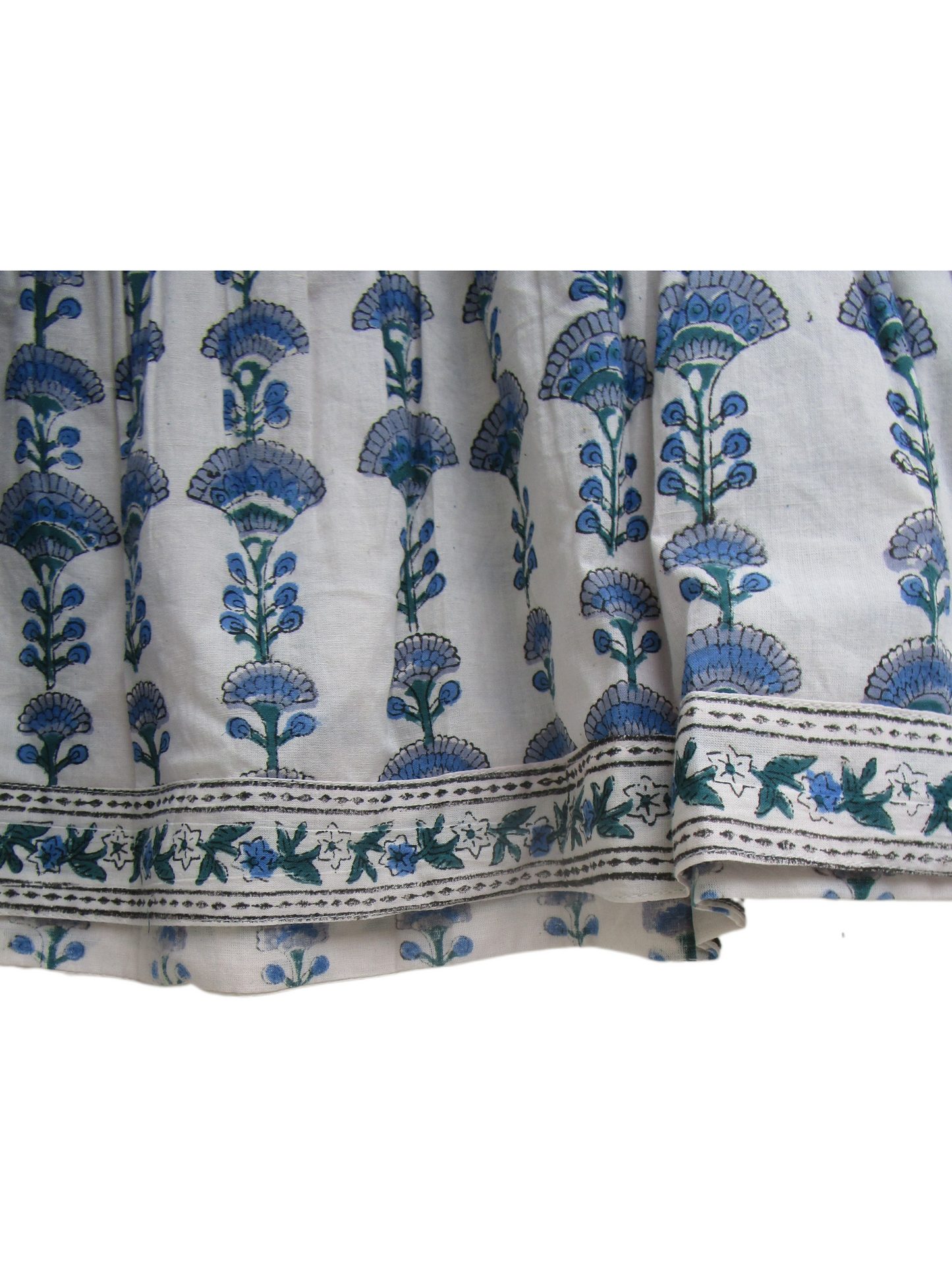 Blue Floral Block Print Cotton Maxi Dress – Indian Boho Puff Sleeve Summer Dress