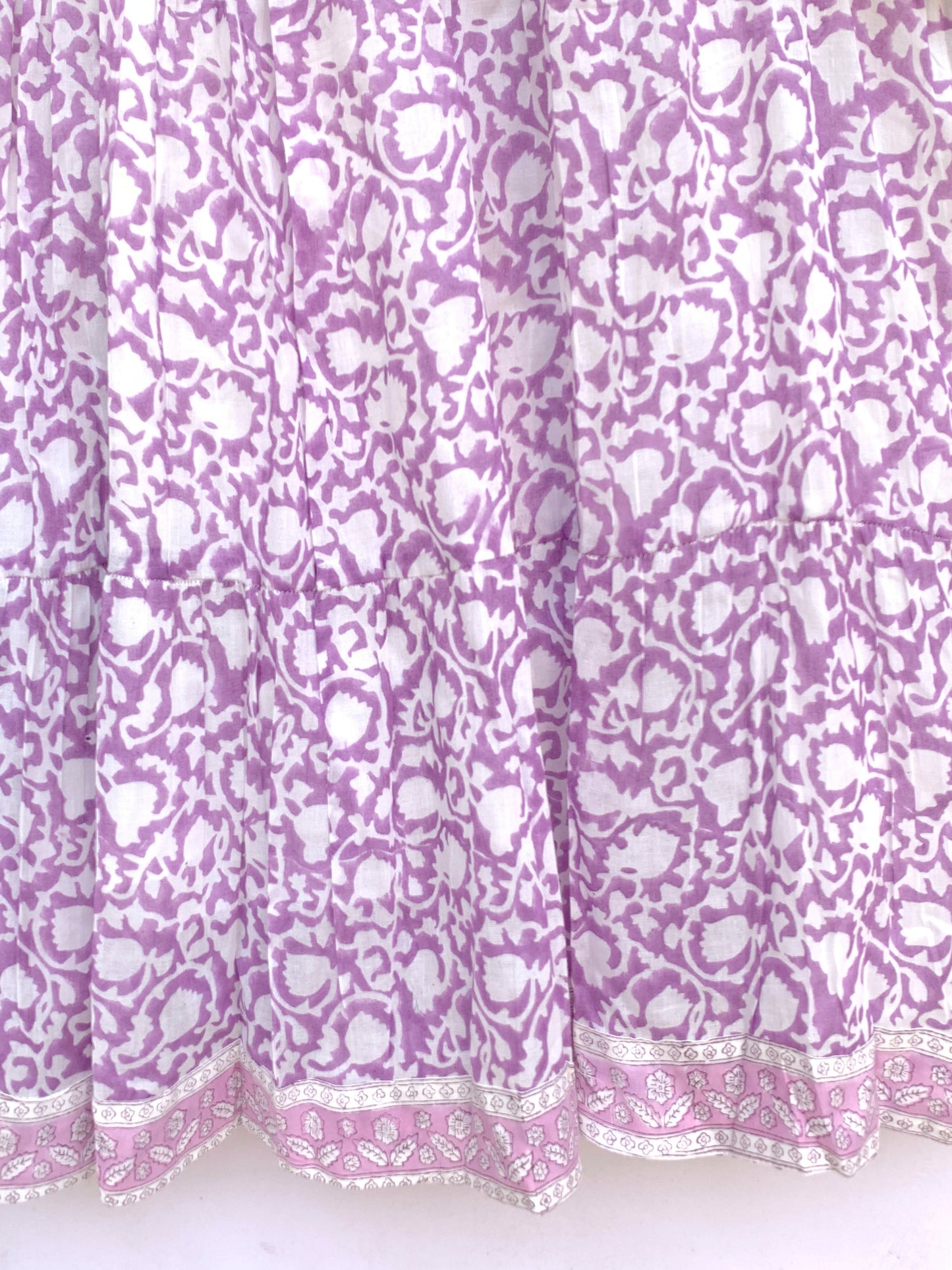 purple and white cotton summer mini hand block printed dress