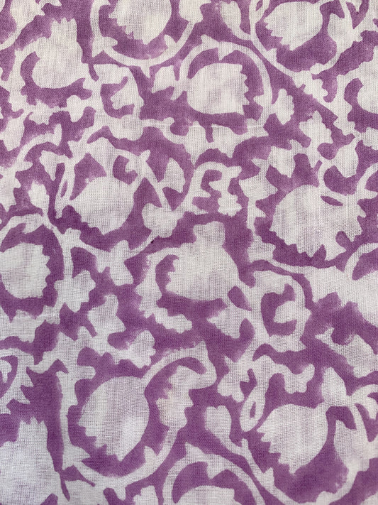 purple and white cotton summer mini hand block printed dress