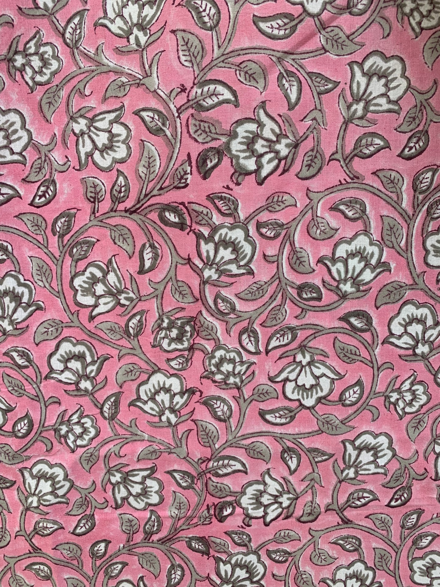 Pink Block Print Cotton Dress – Boho Mini Tunic with Balloon Sleeves