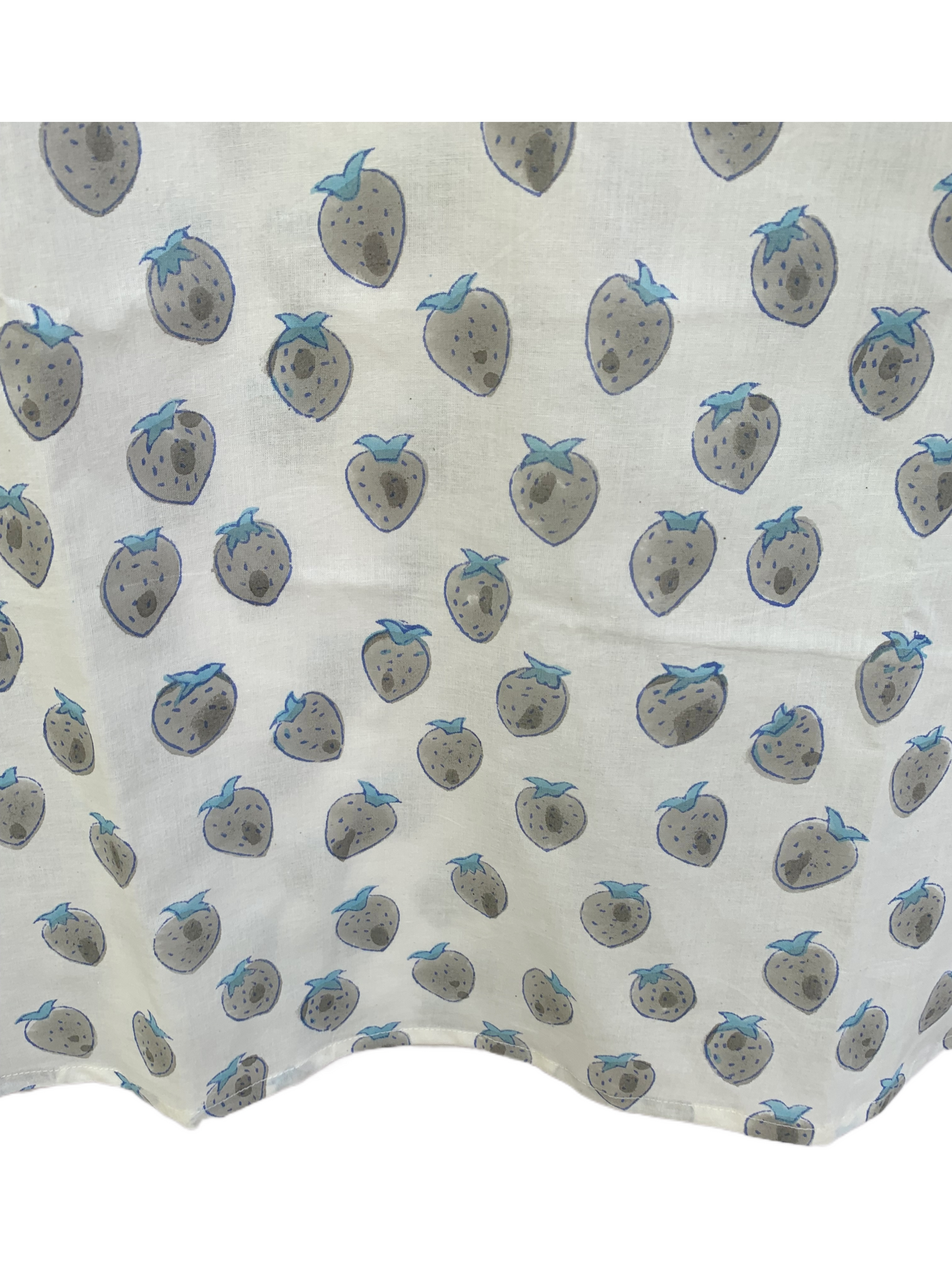 Blue Floral Block Print Dress – Cotton Boho Mini with Balloon Sleeves