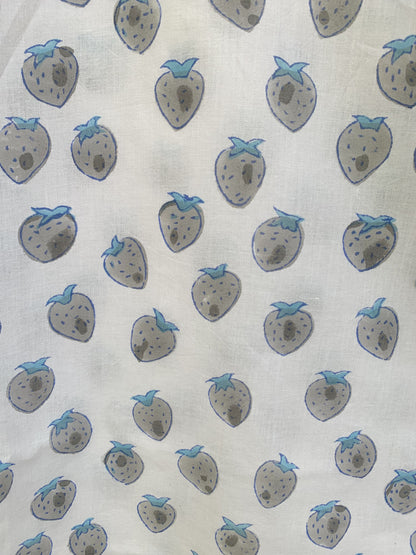 Blue Floral Block Print Dress – Cotton Boho Mini with Balloon Sleeves