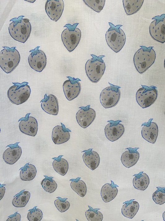 Blue Floral Block Print Dress – Cotton Boho Mini with Balloon Sleeves