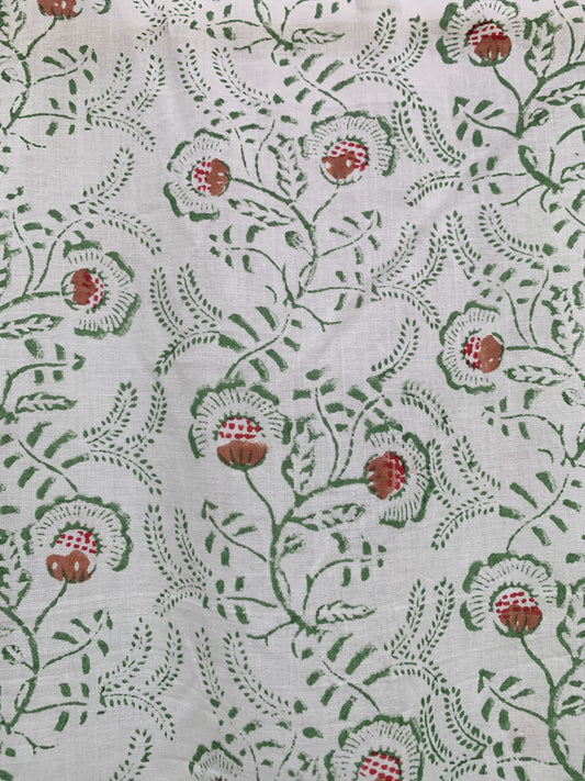 delicate green and white mini cotton dress with a vibrant border