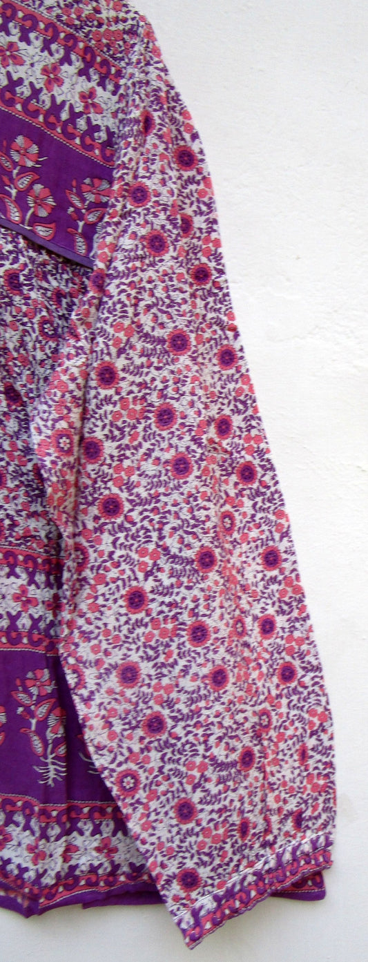 purple and pink floral blouse for women with tassels