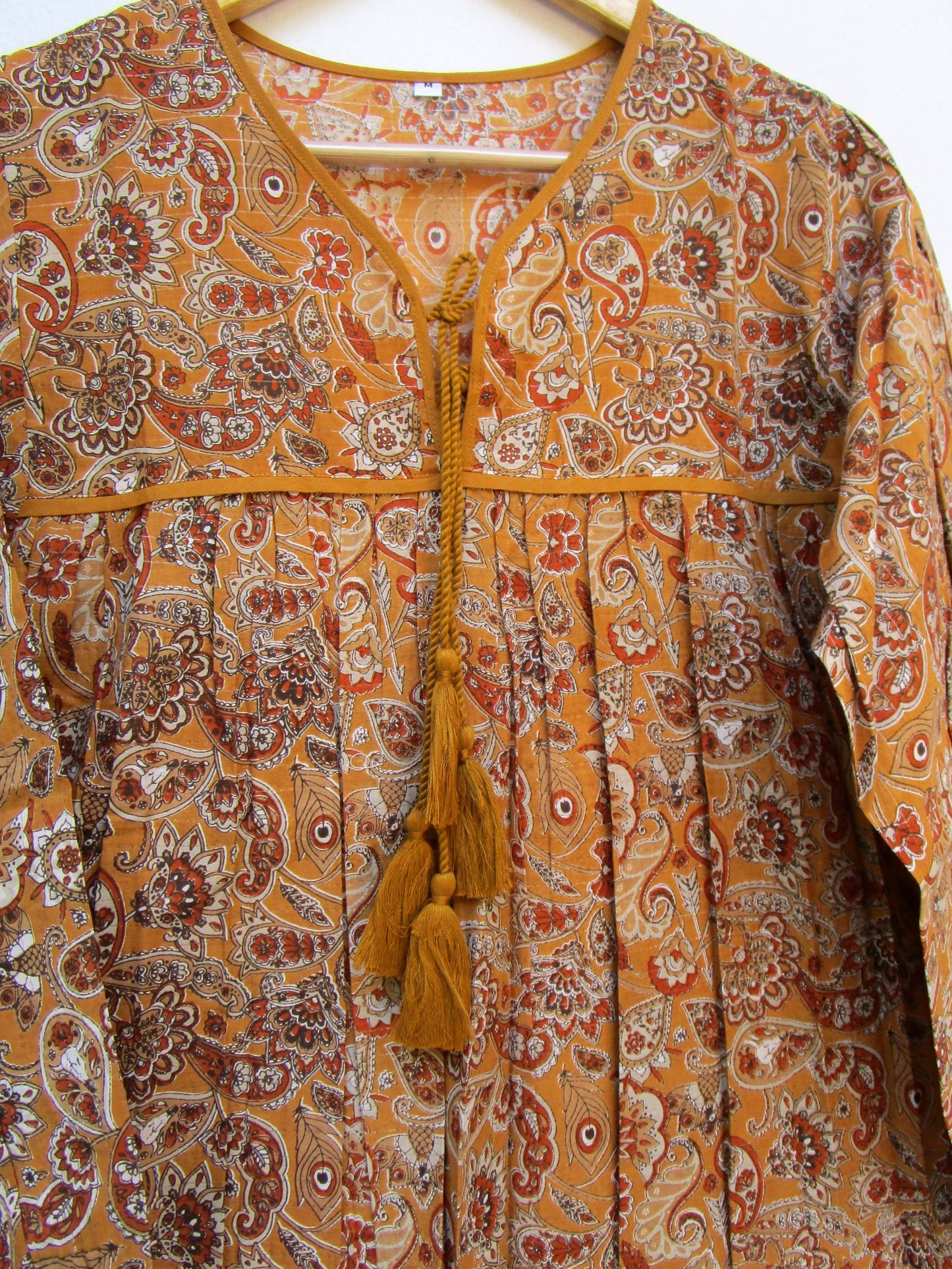 rustic multifloral and paisley screen printed blouse for women