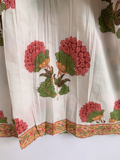 Floral Hand Block Printed Cotton Mini Dress – Puff Sleeve Boho Summer Dress