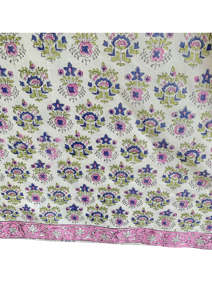 Pink Floral Hand Block Printed Cotton Kurta – Women’s Indian Tunic