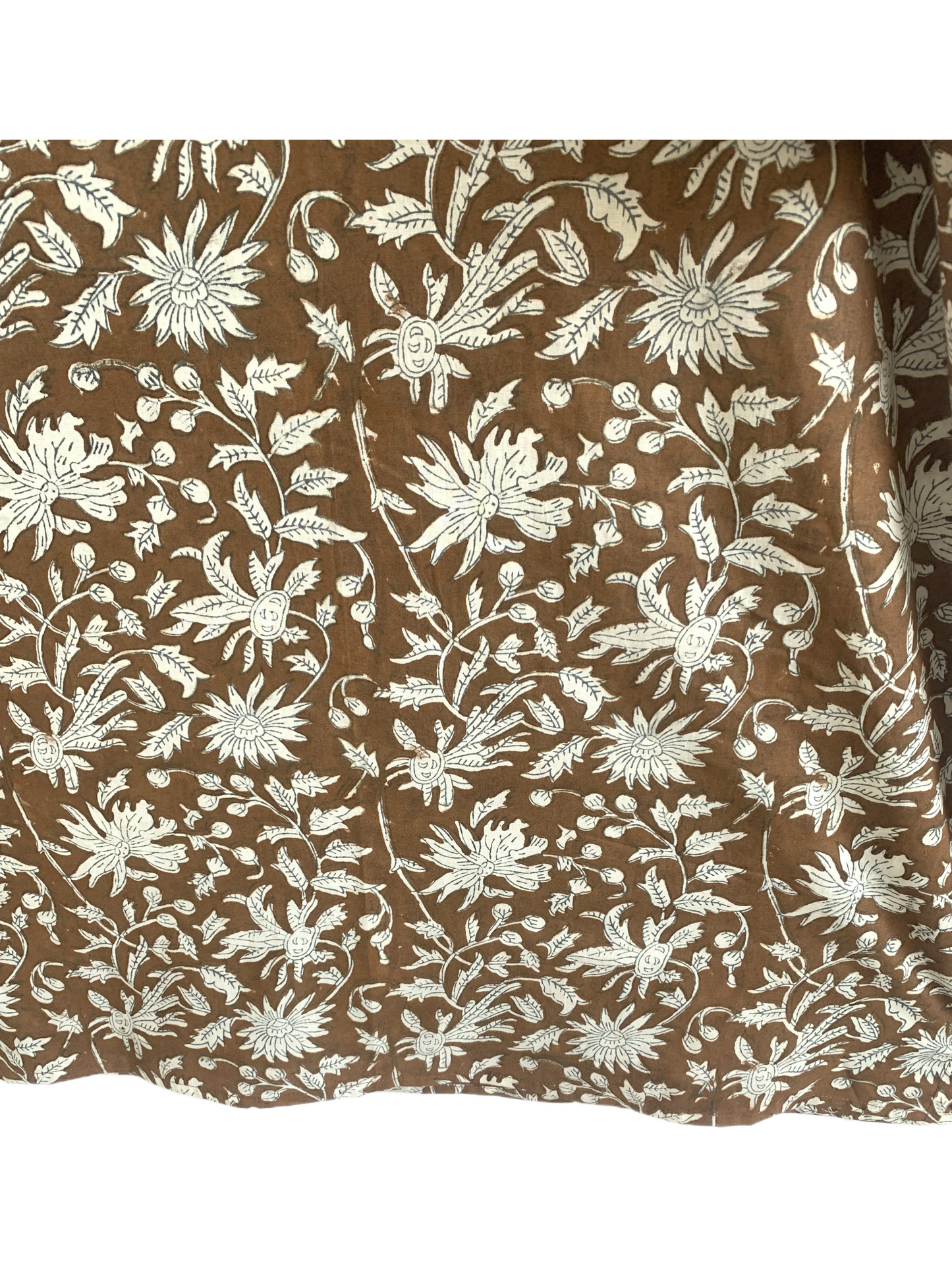 Brown Floral Hand Block Printed Cotton Kurta – Women’s Indian Tunic Dress