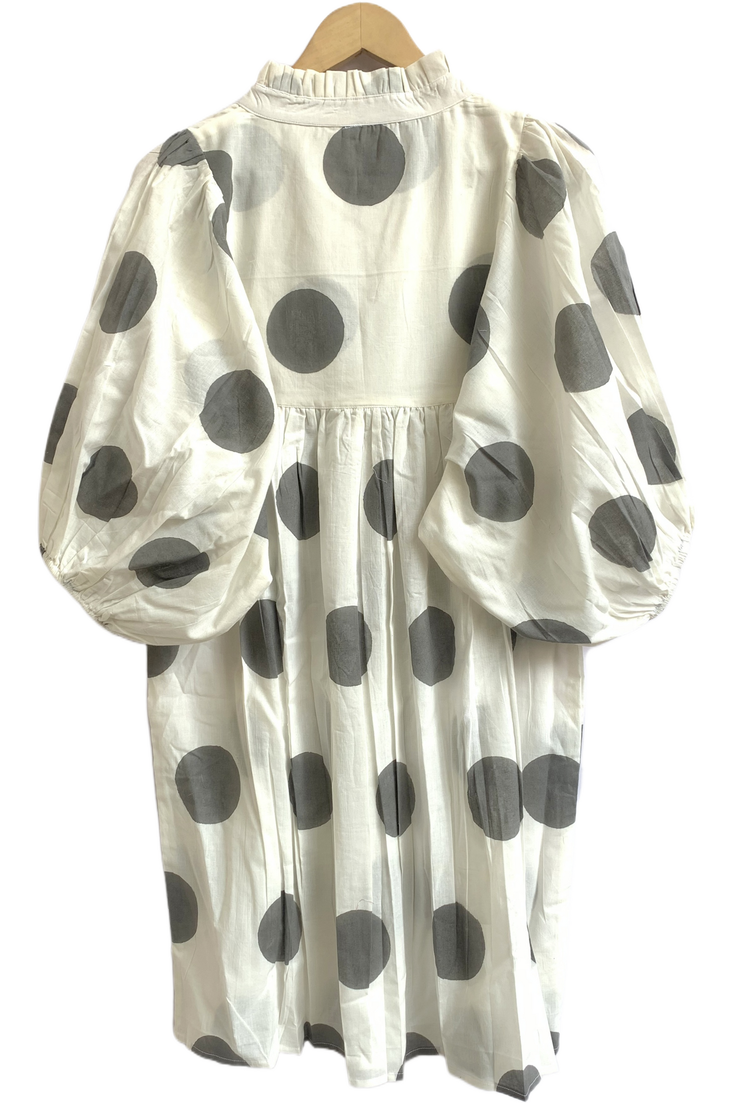 Polka Dot Cotton Puff Sleeve Dress – Relaxed Boho Mini Dress