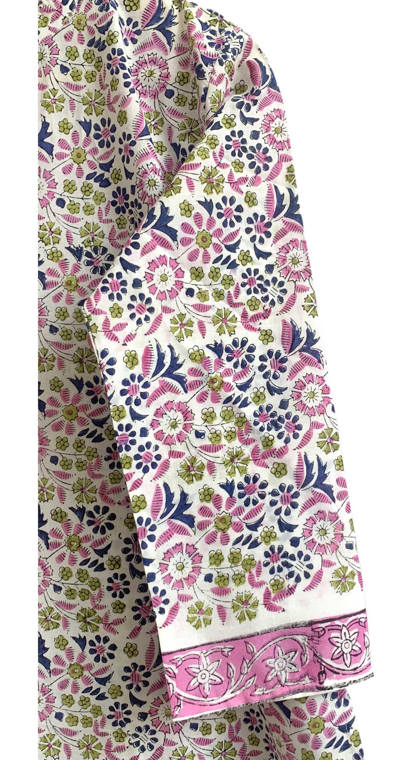 Ivory Multicolor Floral Block Print Cotton Kurta – Women’s Ethnic Wear
