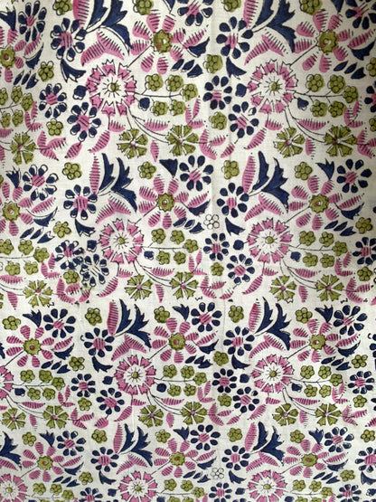 Ivory Multicolor Floral Block Print Cotton Kurta – Women’s Ethnic Wear