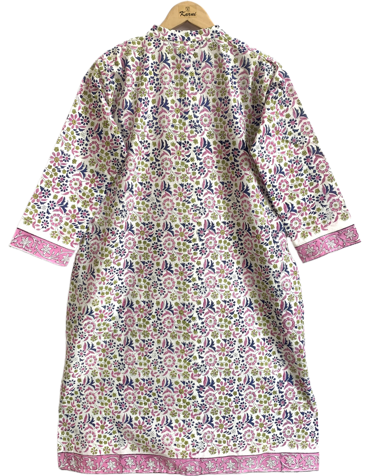 Ivory Multicolor Floral Block Print Cotton Kurta – Women’s Ethnic Wear