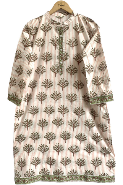 Tree Motif Hand Block Print Cotton Kurta – Women’s Ethnic Tunic